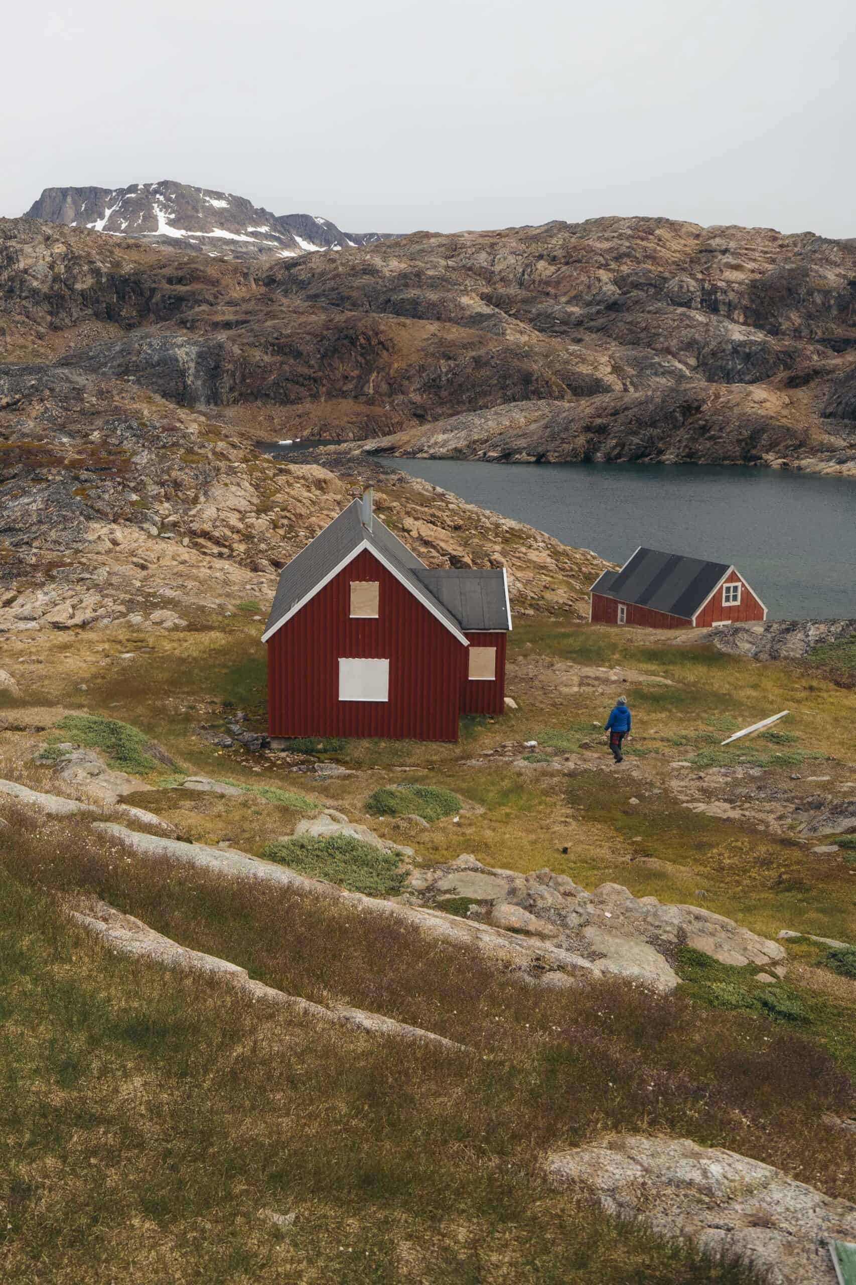 Overlooking the school and church at the abandoned settlement of Ikateq.