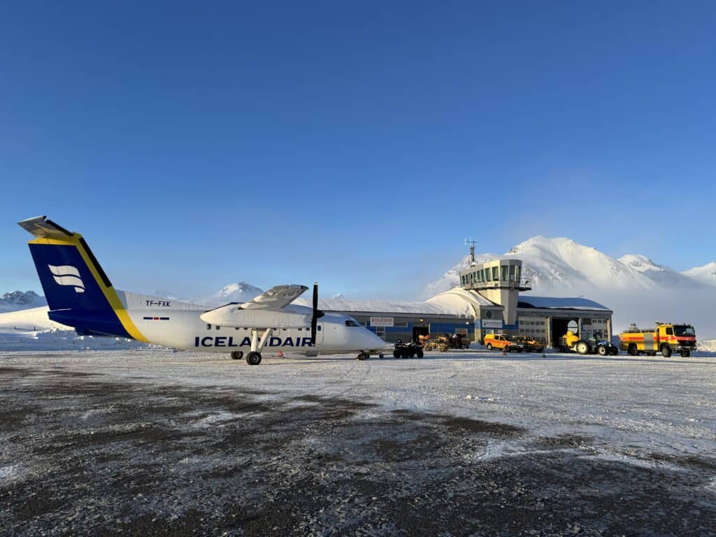 Icelandair aircraft at Kulusuk International Airport.