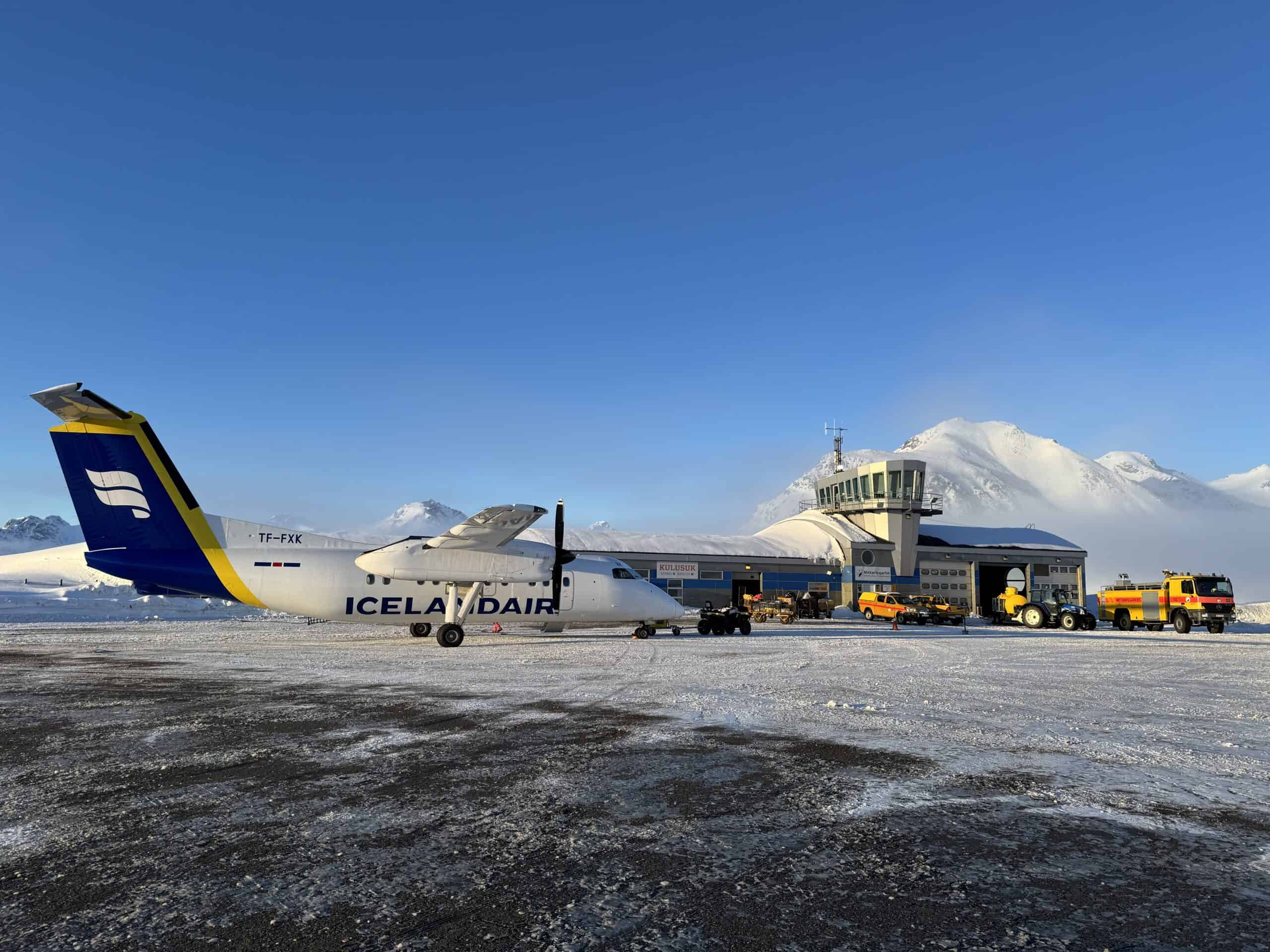 Icelandair aircraft at Kulusuk International Airport.