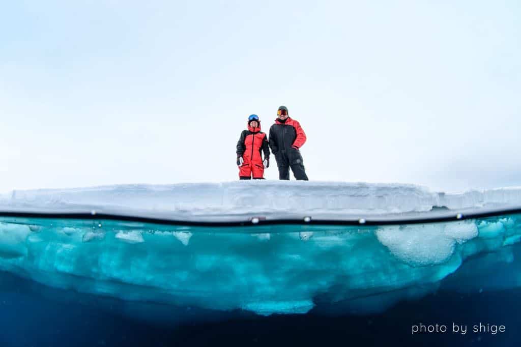 The owner of Tunu Explorers on an ice sheet.
