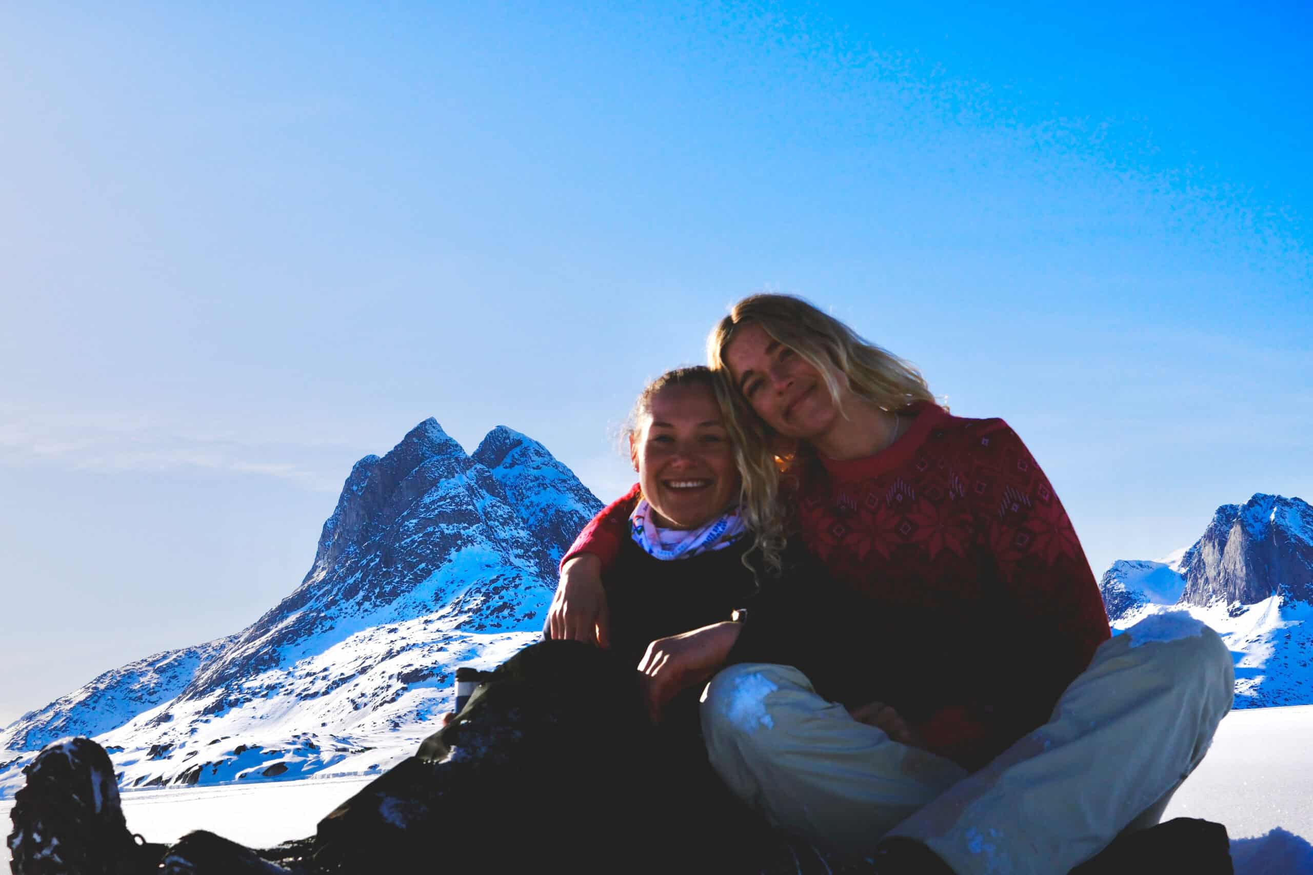 Portrait in the middle of nowhere in the snowy landscape of Ammassalik.