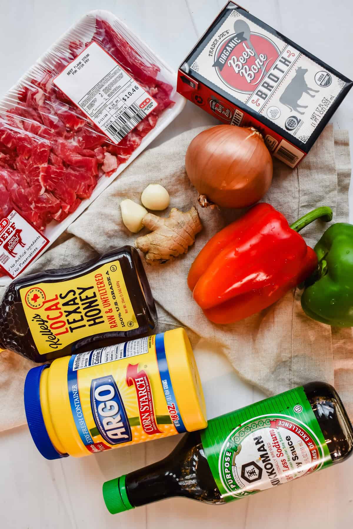Here are all the ingredients I used for the pepper steak stir fry.
