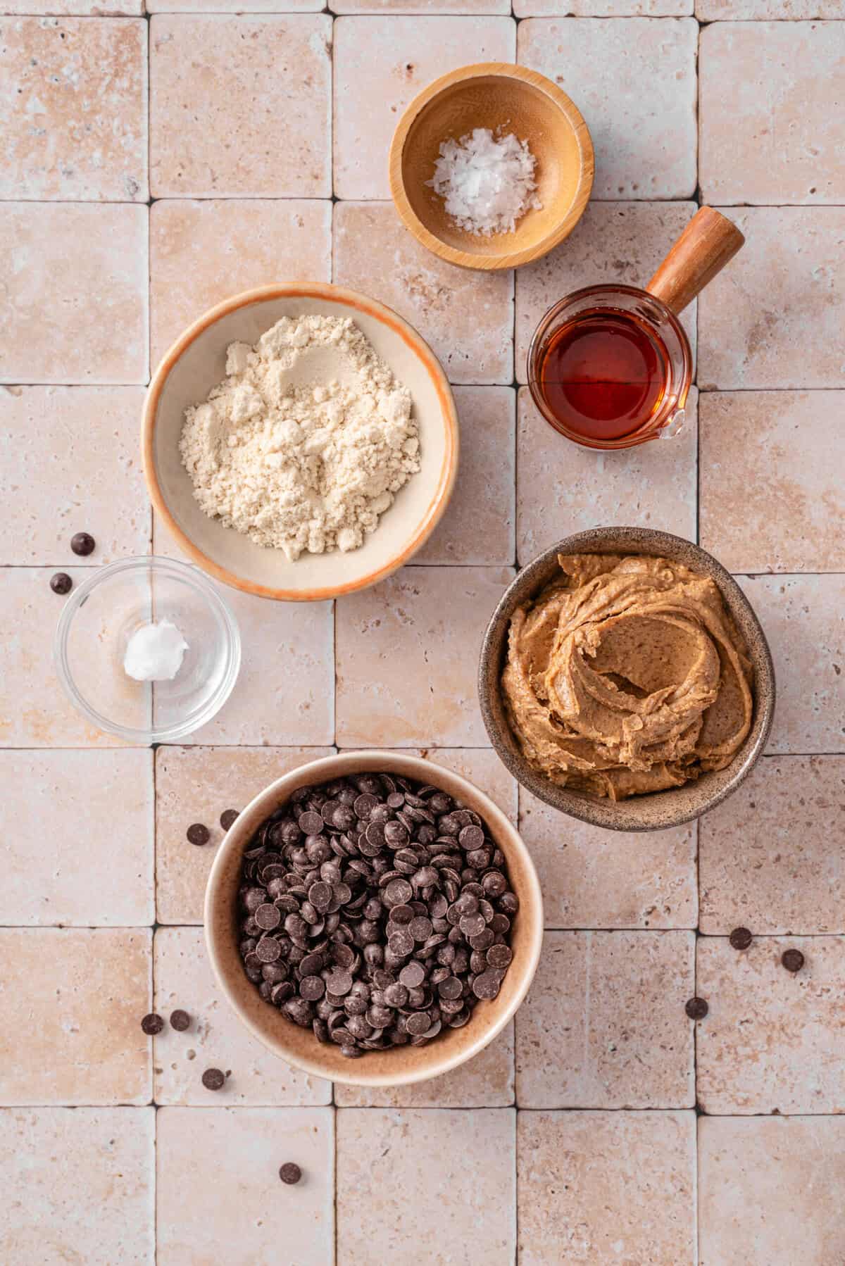 this is a top view of my ingredients that I used to make my easy and healthy gluten-free and kid-friendly healthy reese's eggs