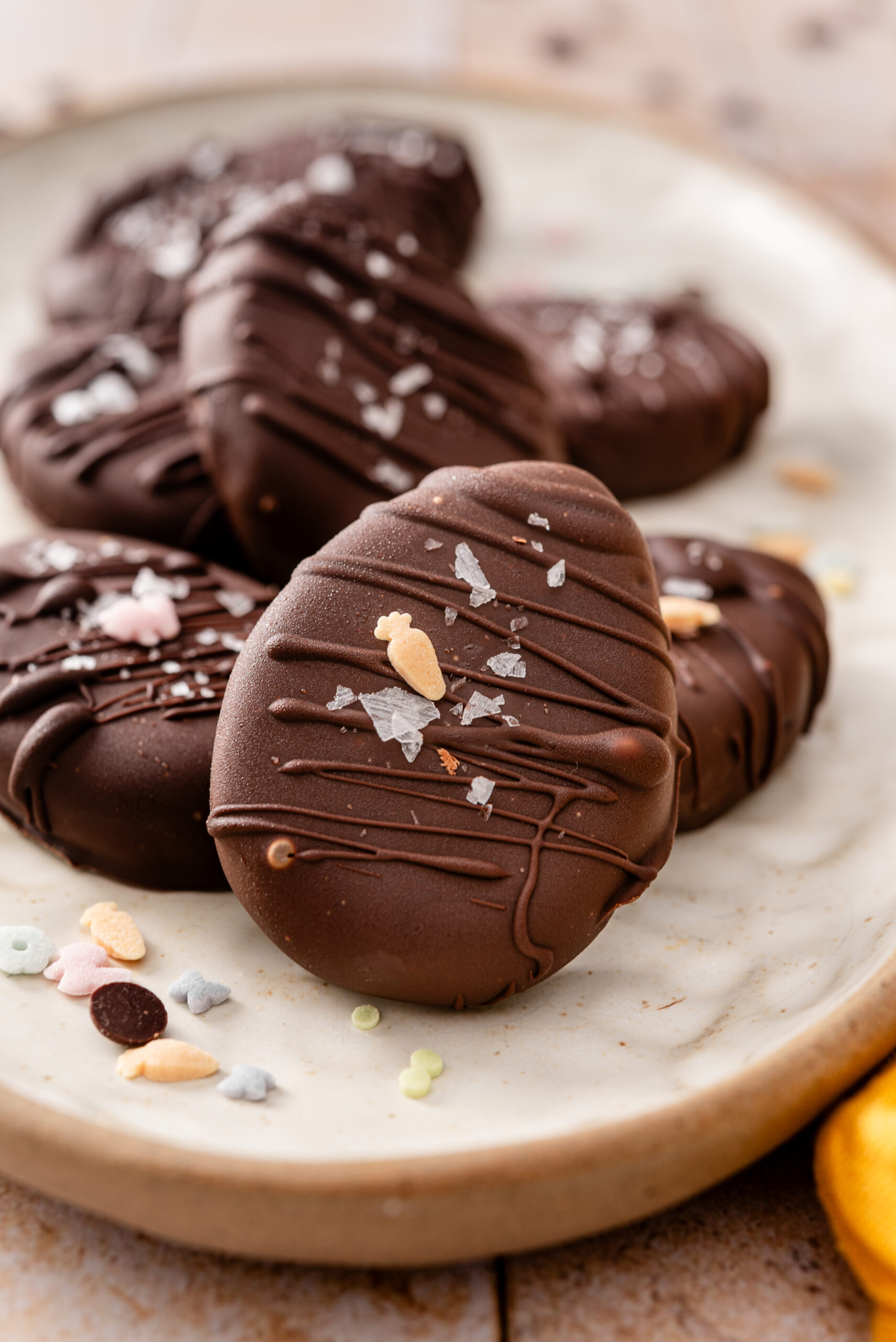 this is a side view close up of my gluten-free and kid friendly healthy reese's eggs
