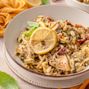 One pan chicken lemon orzo sideshot.