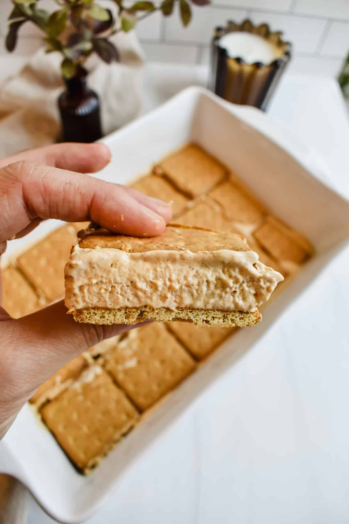 a close up of my pumpkin pie ice cream sandwich
