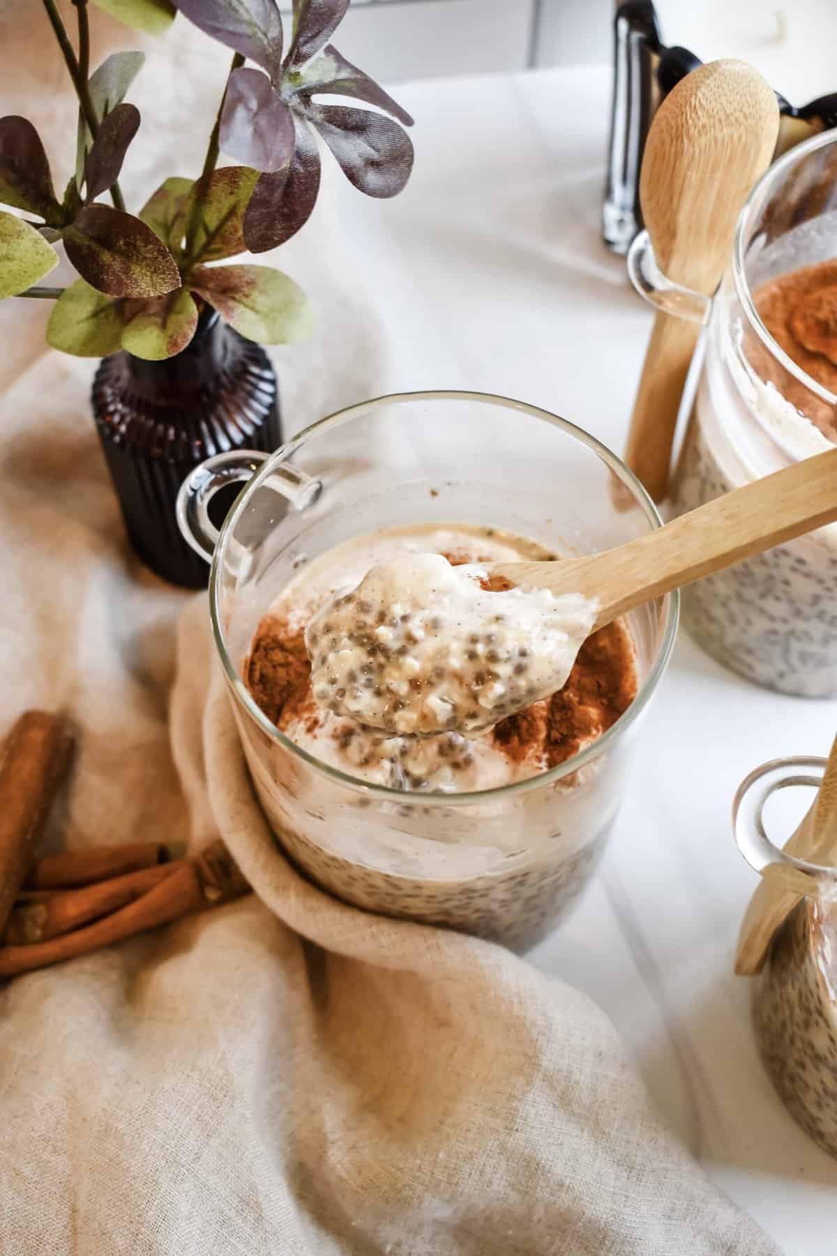 this is a close up of my cinnamon roll overnight oats