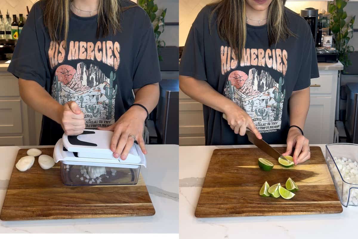 This features me chopping my onions and slicing my lemons