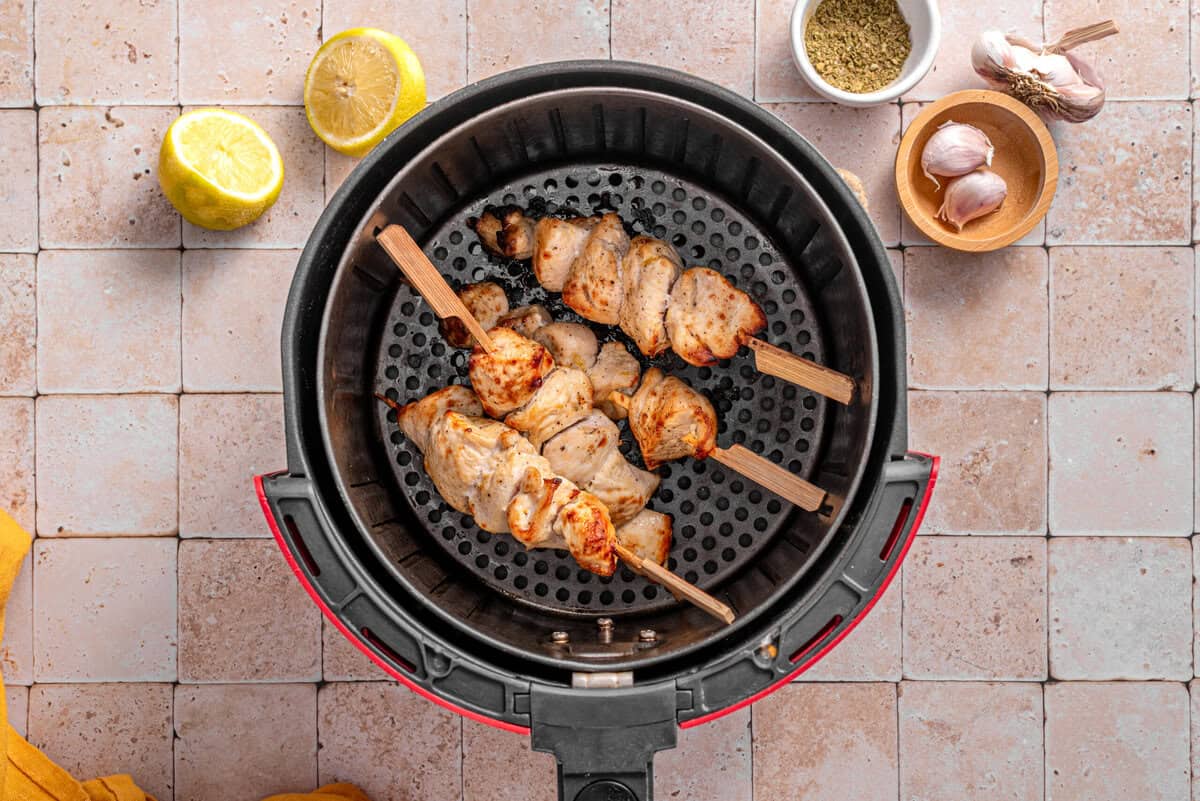 this shows me air frying the lemon pepper chicken 