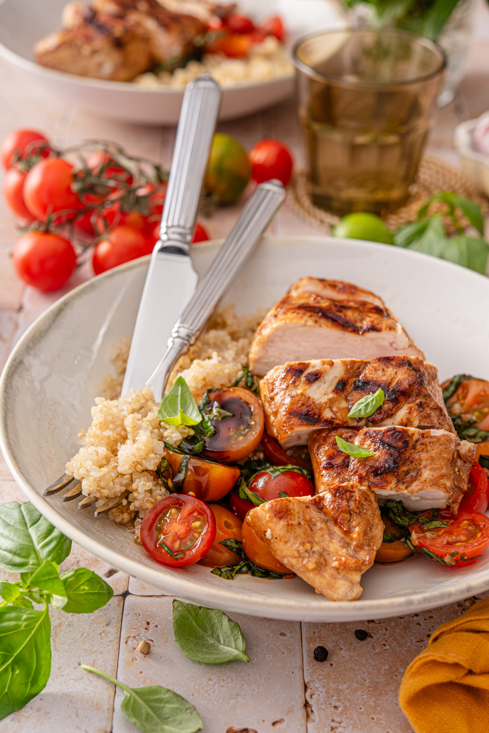 this is a close up of my easy bruschetta chicken recipe 