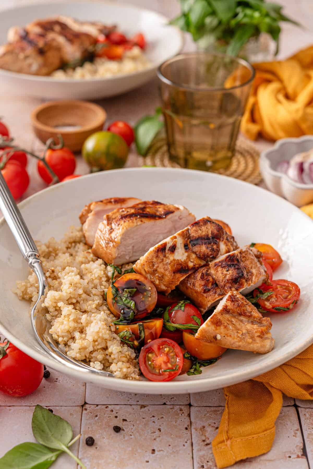 this is another side view close up of my easy bruschetta chicken recipe 
