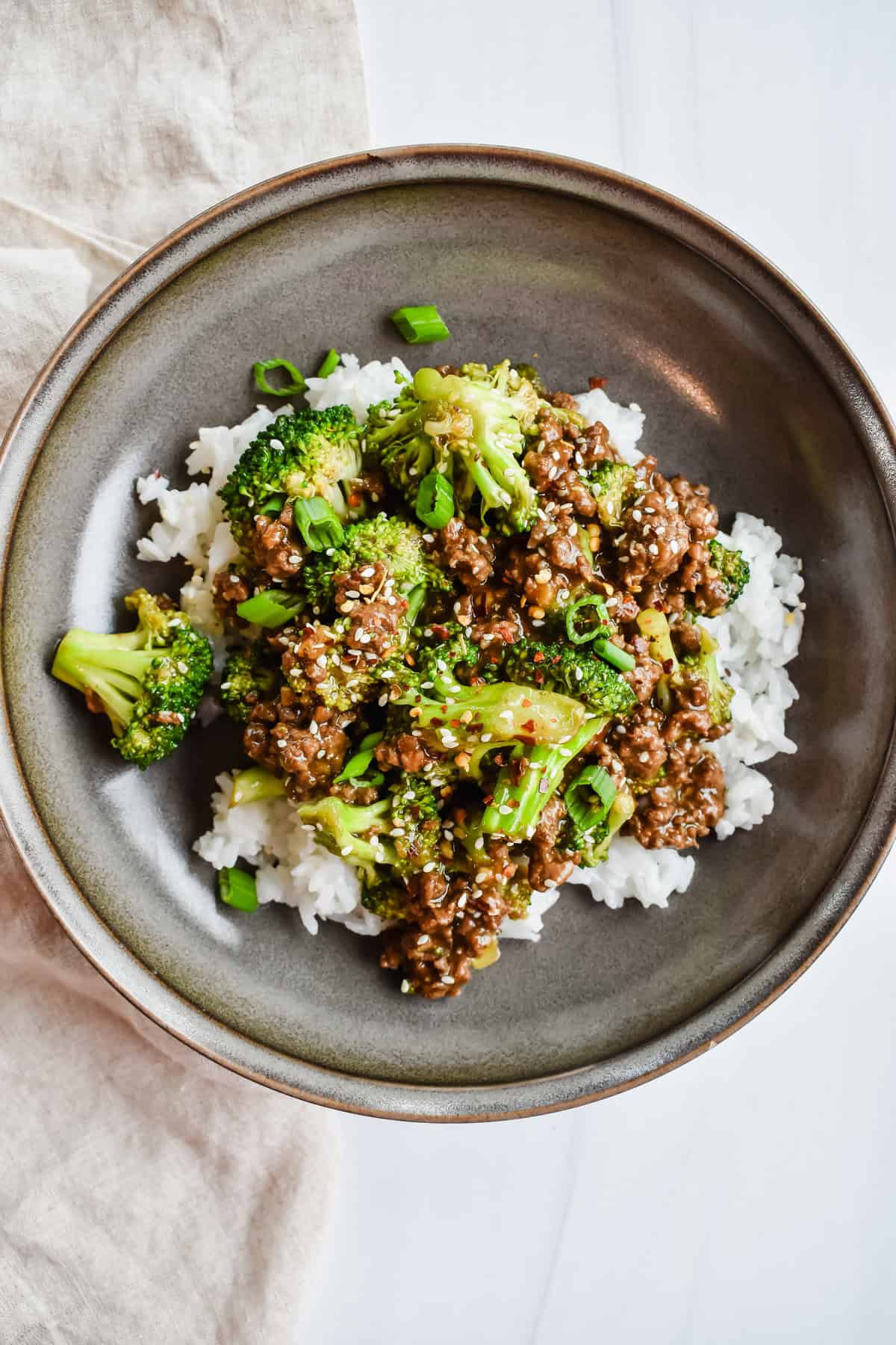 this is the top view close up of my gluten free beef and broccoli recipe 