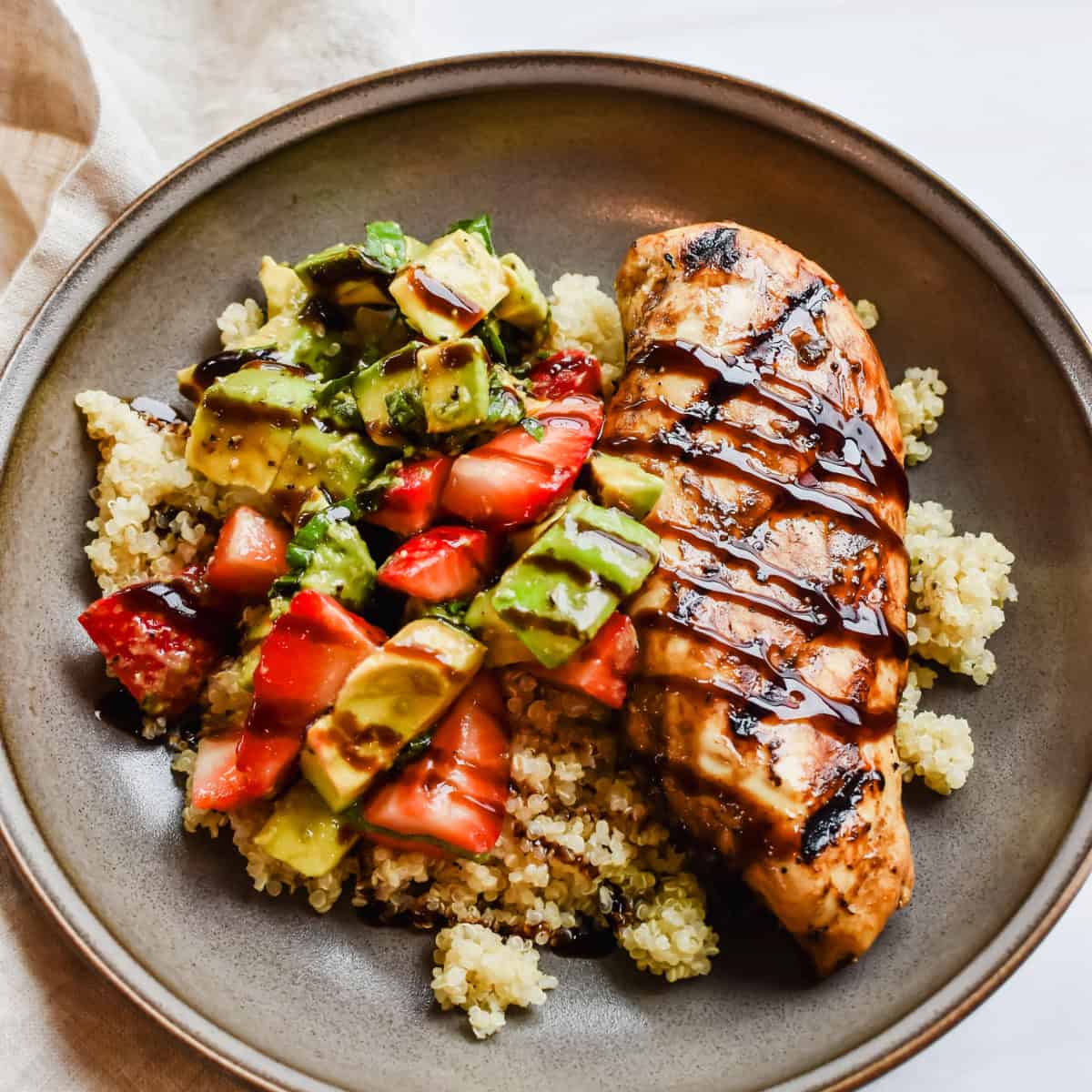 Grilled balsamic chicken with strawberry avocado salsa