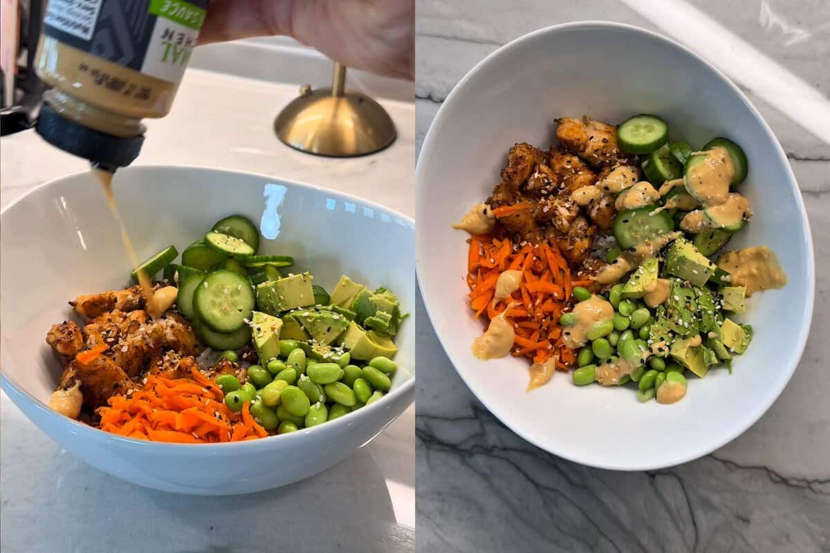 this shows me assembling the bowls and the final look