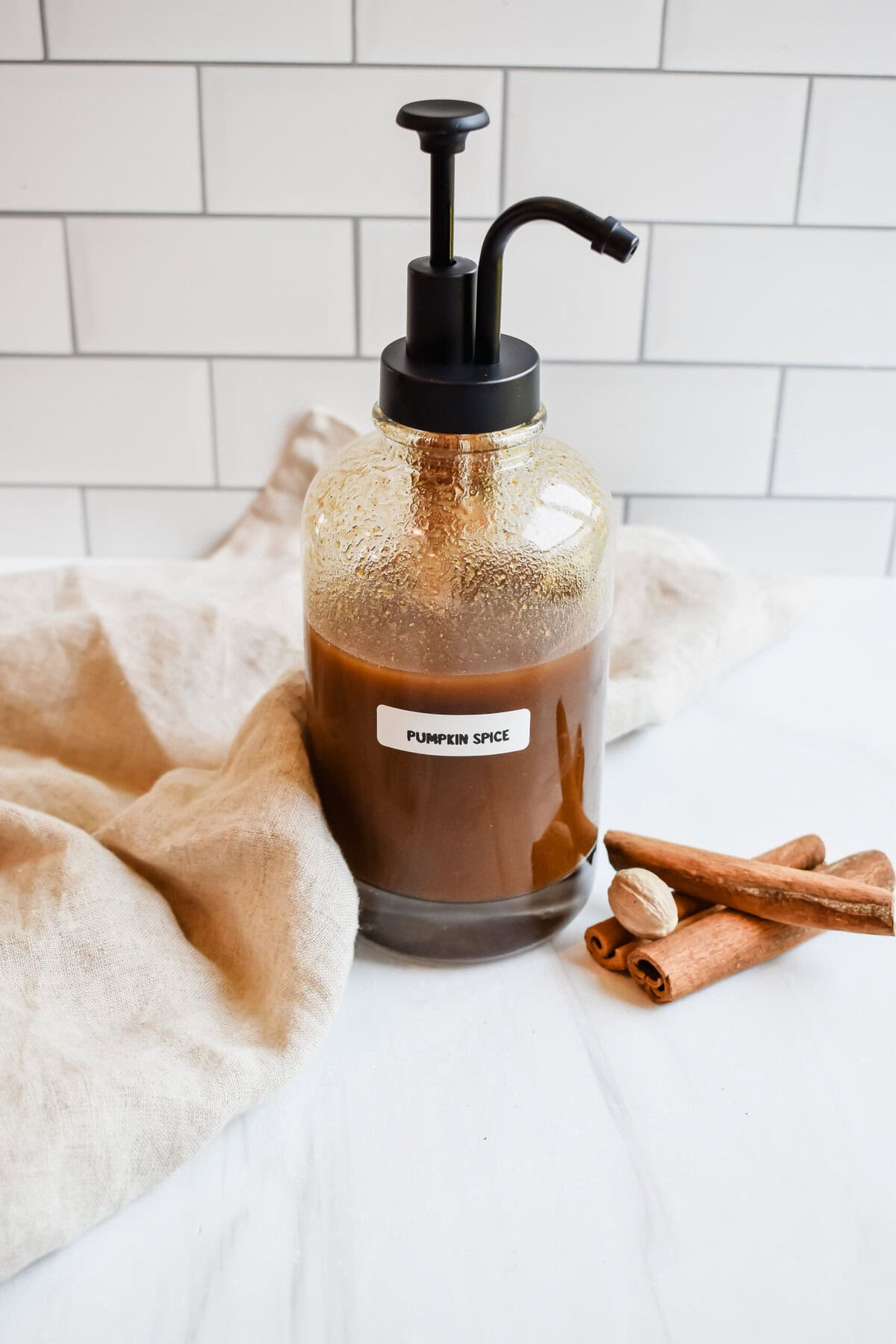 this is another view of my sugar free pumpkin spice syrup with a different fall backdrop. More simple. 