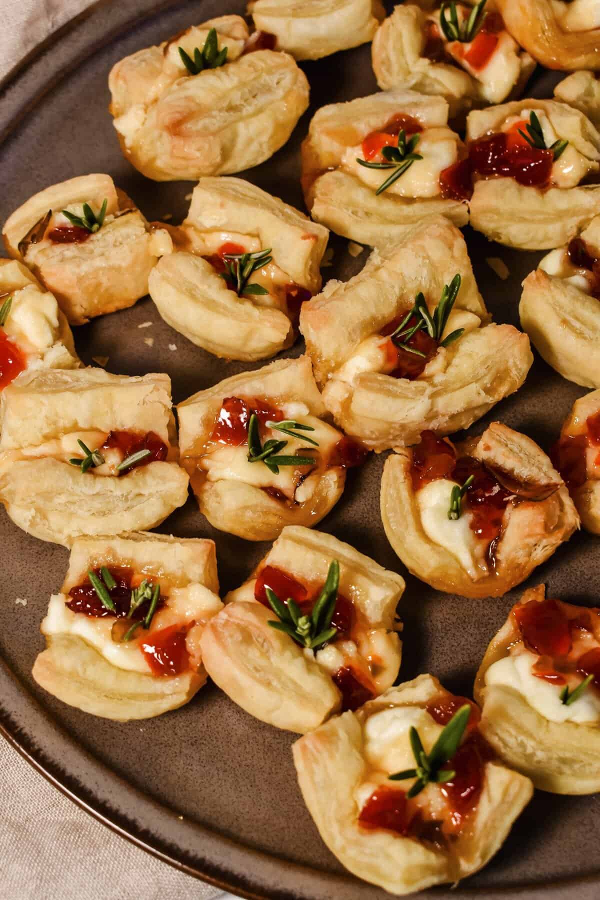 this is another close up of the cream cheese pepper jelly bites 