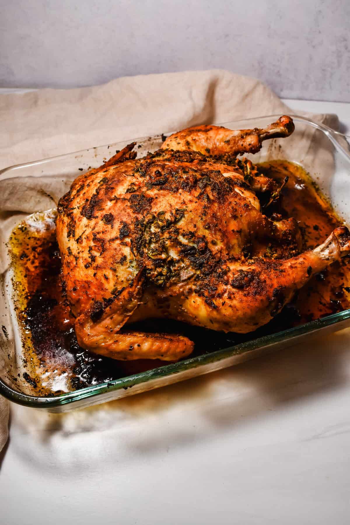 this is another side view of my roasted garlic herb butter whole roasted chicken. 
