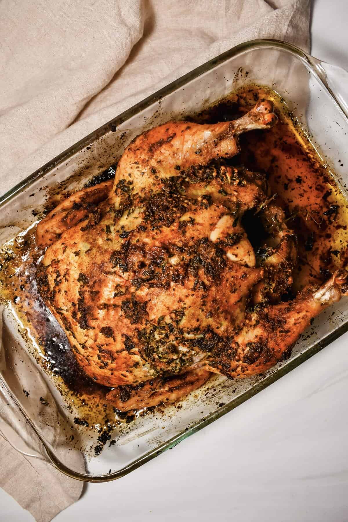 this is a top view of my garlic butter roast chicken 