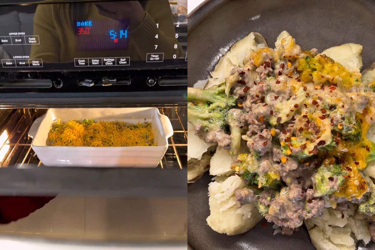 this shows me baking the dish and then serving it over a baked potato or on its own.
