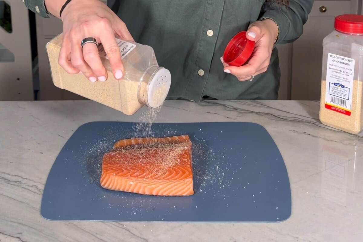 seasoning the salmon