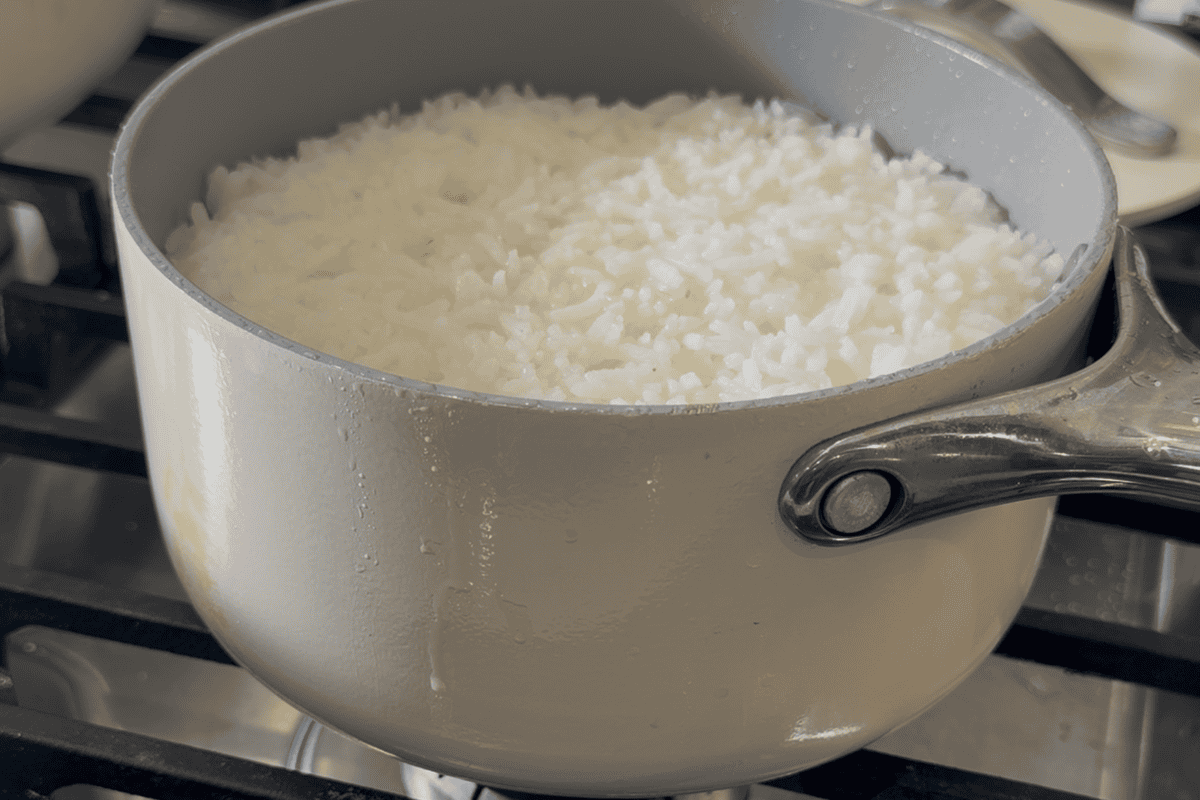 Cooking rice to serve with Mexican stir fry.