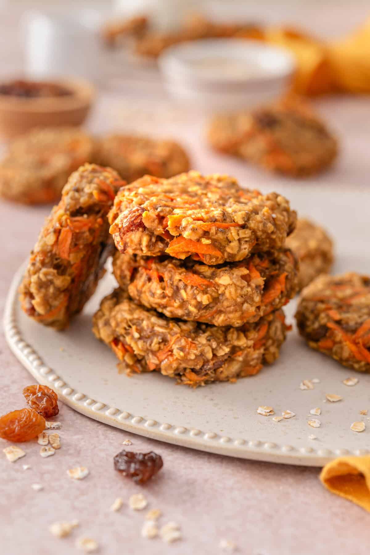 Close up picture of carrot breakfast cookies.