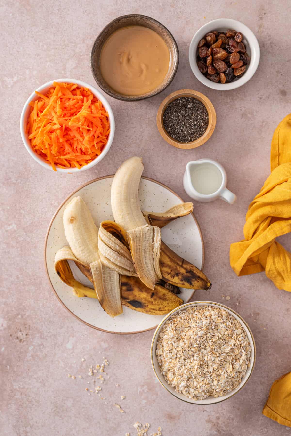 Ingrediants needed for carrot breakfast cookies.