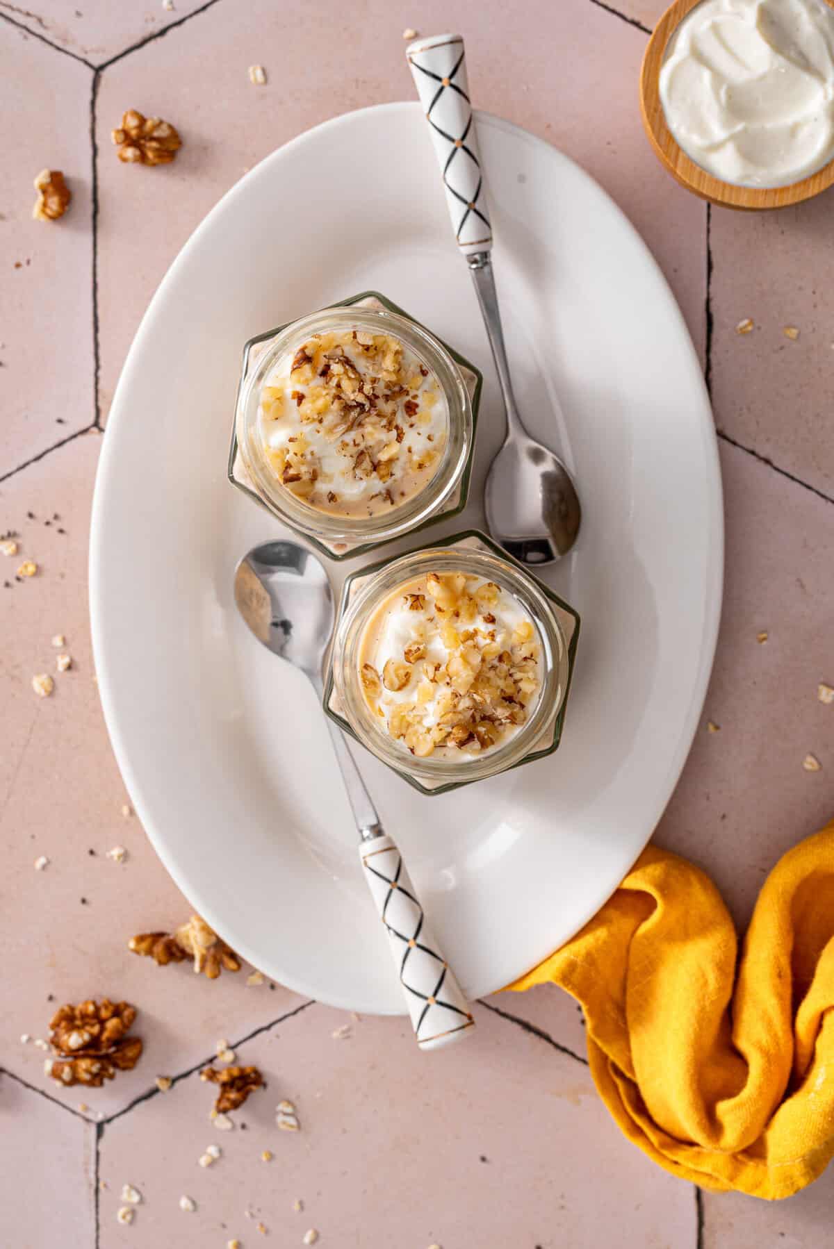 this is a top overview of my easy and healthy high protein carrot cake overnight oats 