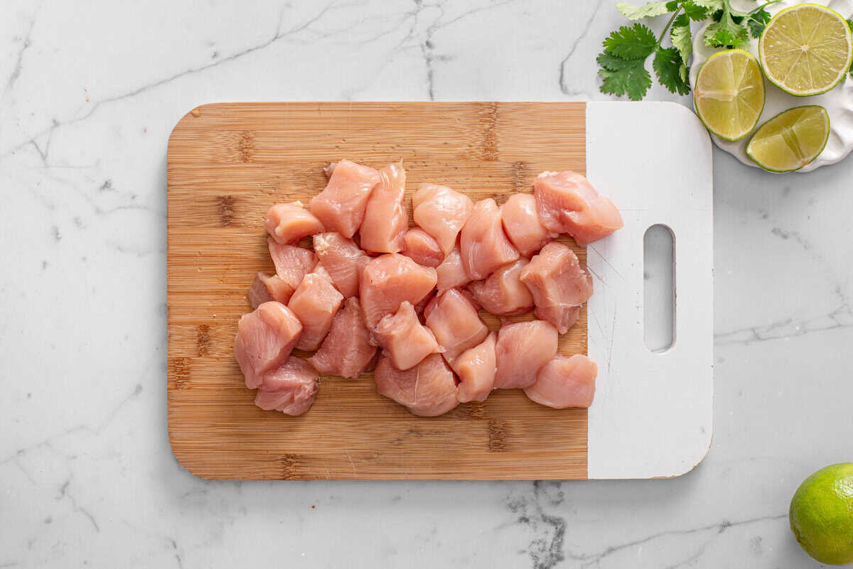 this shows the diced chicken breast 