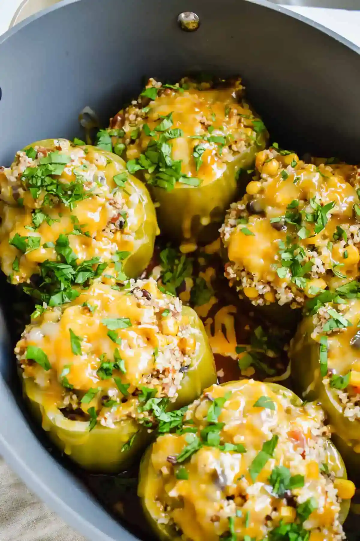 Beef and Quinoa Stuffed Peppers (Easy Slow Cooker Recipe)
