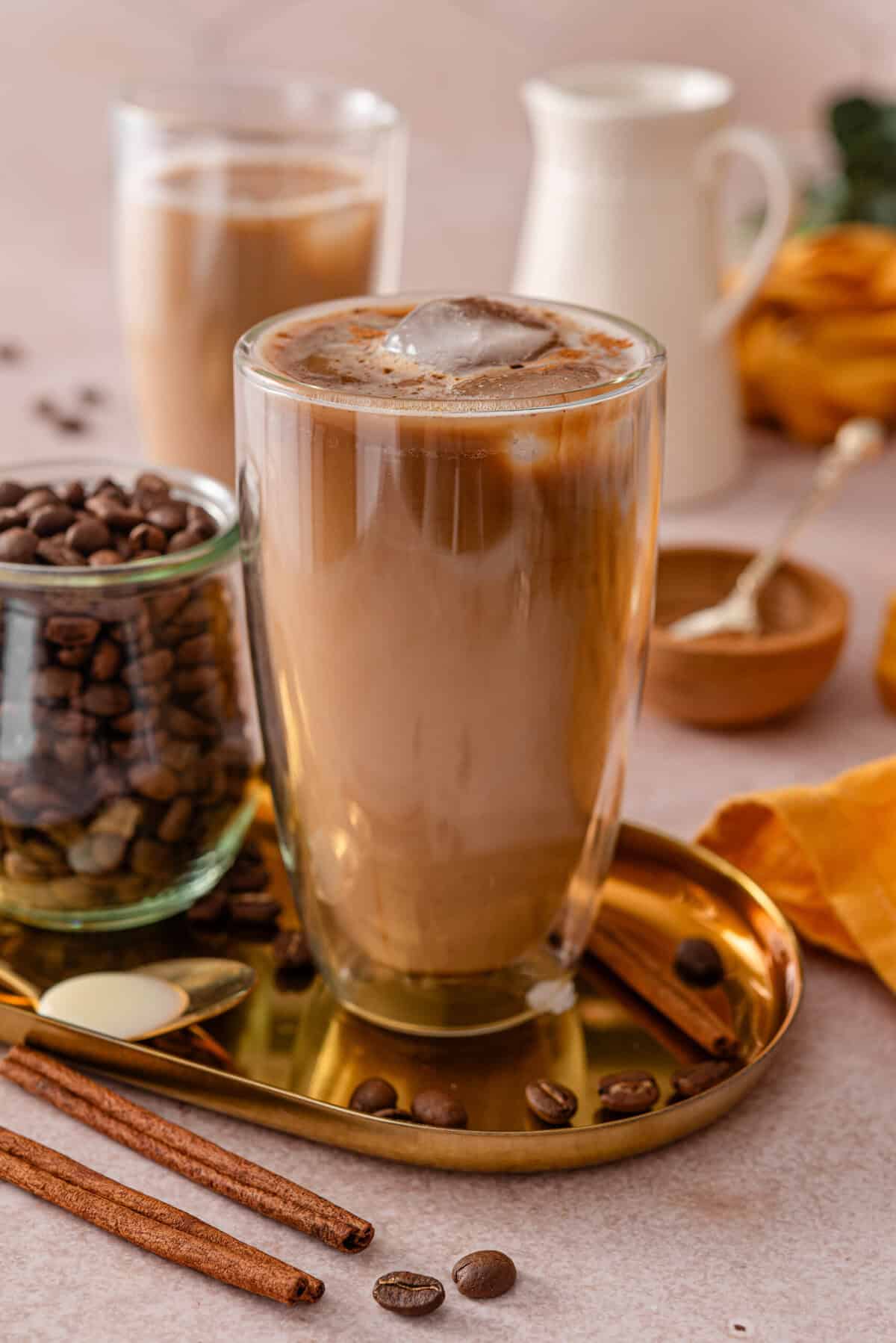 this is a side view close up of my easy iced spanish latte. 