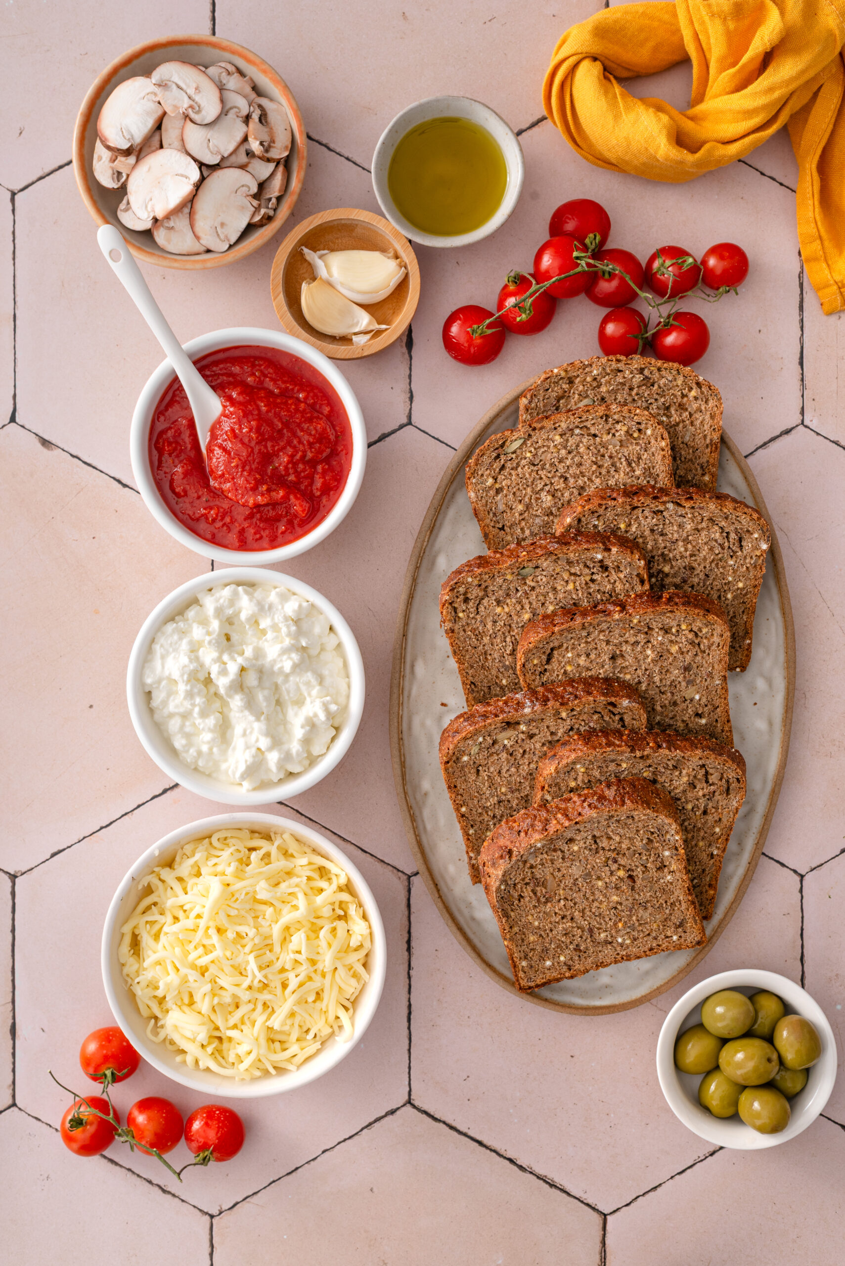 this is an overhead view of all the ingredients that I used in the recipe 