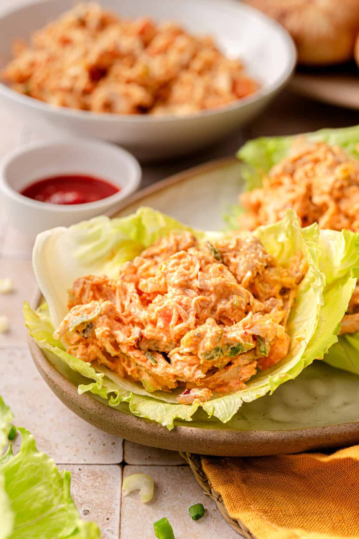 Side angle shot of my buffalo chicken wraps.
