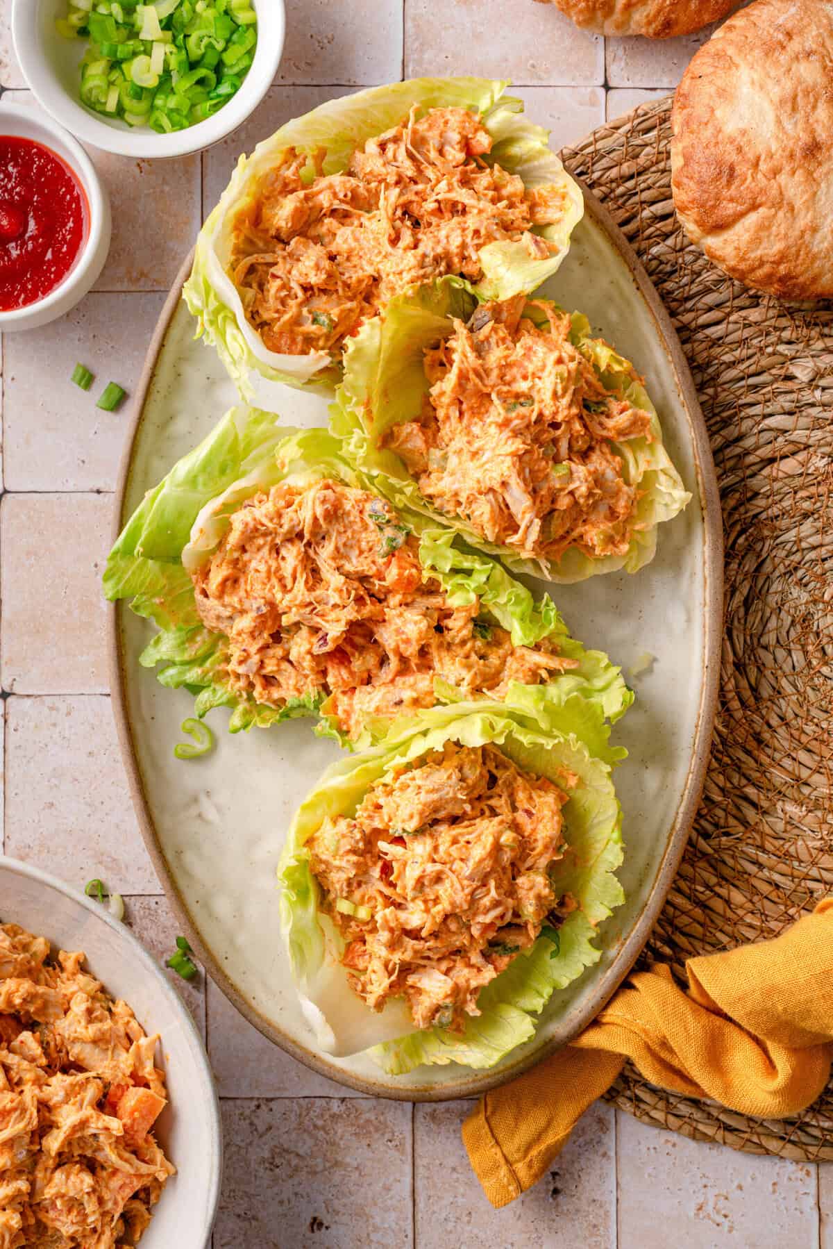 Over head shot of my buffalo chicken wraps.