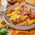 Side shot of my tuscan pasta salad.