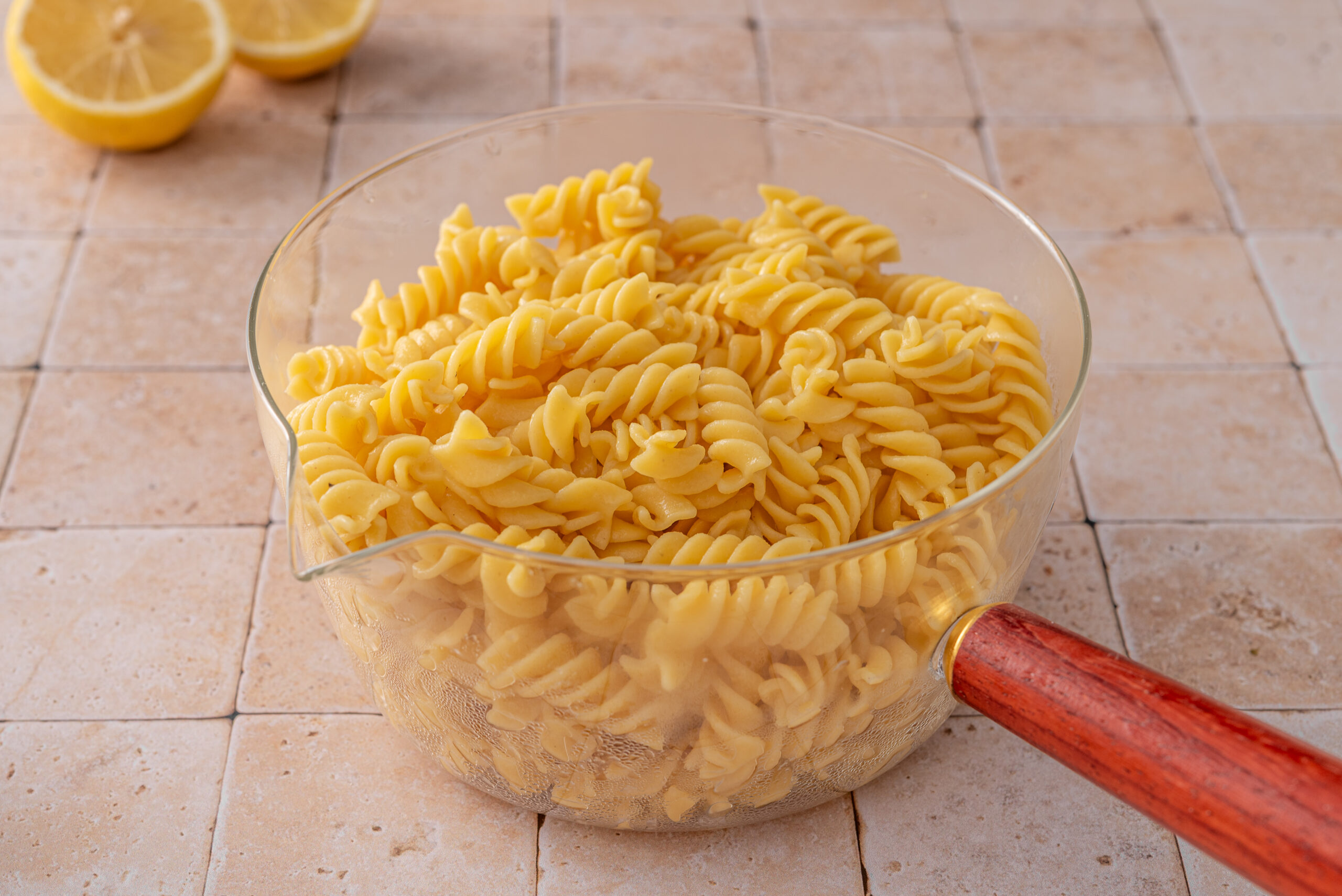 Picture of cooked pasta for step one.