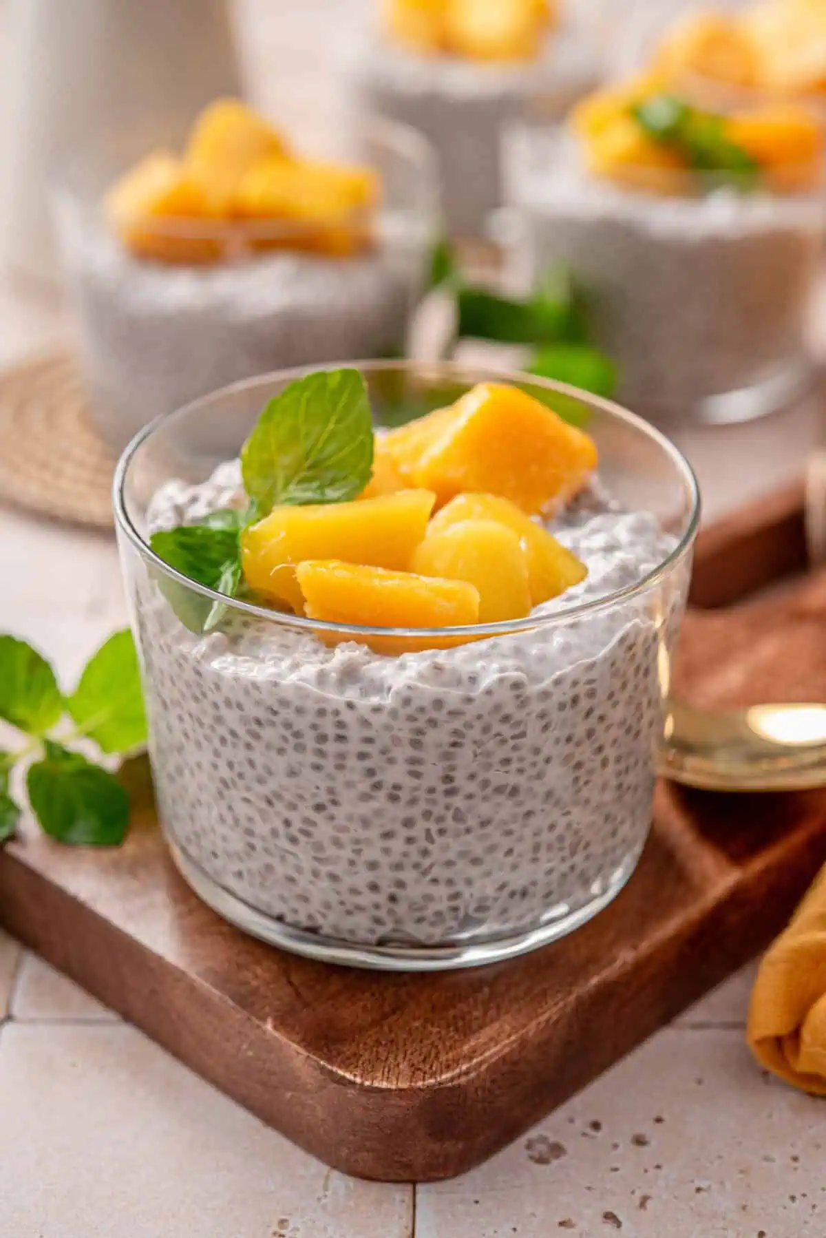 Side shot picture of my creamy coconut chia pudding.