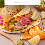 Pinterest photo of chicken tinga tacos.