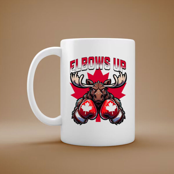 Canadian Elbows Up Mug, Anti Tariffs Graphic