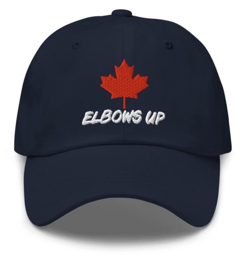 ELBOWS UP CANADA Hat – Hockey Quote Patriotic Trucker Cap