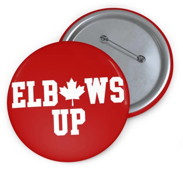 Elbows Up Canada Button, Subtle Anti Trump MAGA Fascism Liberal