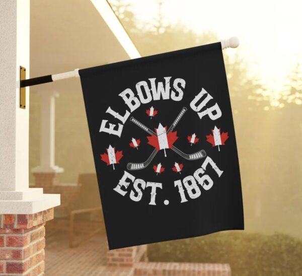 Elbows Up Canada Moose Garden Flag