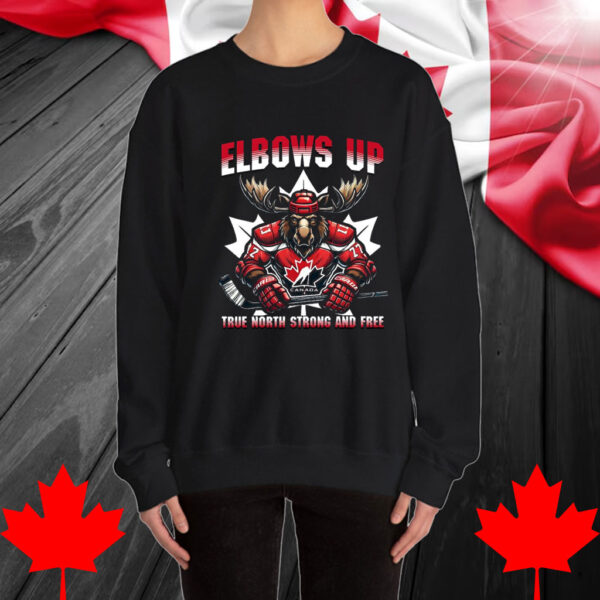 Elbows Up Canada Shirt, Maple Leaf Mountains Moose shirt