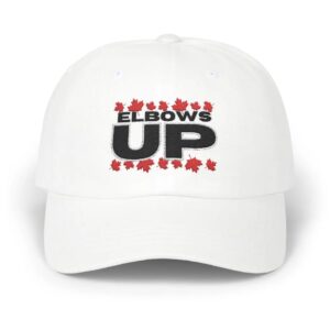 White Elbows Up Classic Dad Hat – Canadian Pride Embroidered Hat