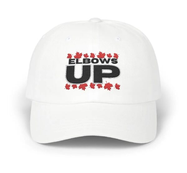 White Elbows Up Classic Dad Hat – Canadian Pride Embroidered Hat