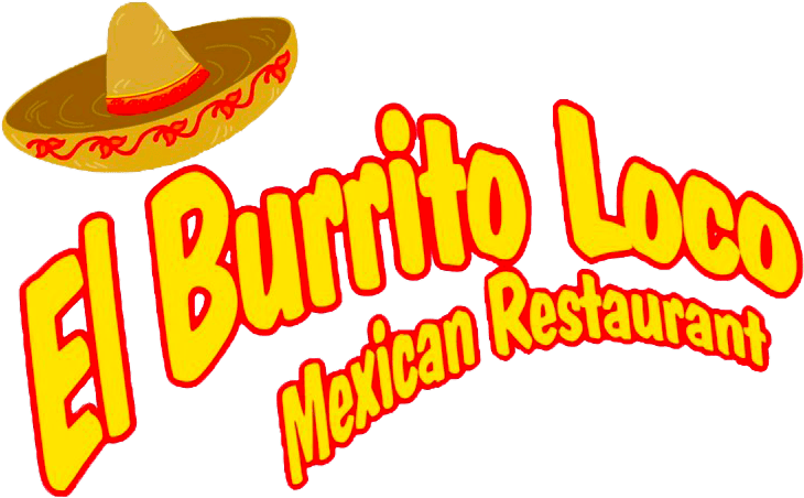 El Burrito Loco Mexican restaurant logo with sombrero and vibrant colors.