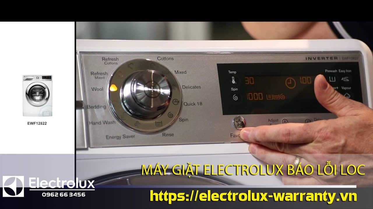 EWF12822 Electrolux washing machine with diagnostic error code display for warranty service.