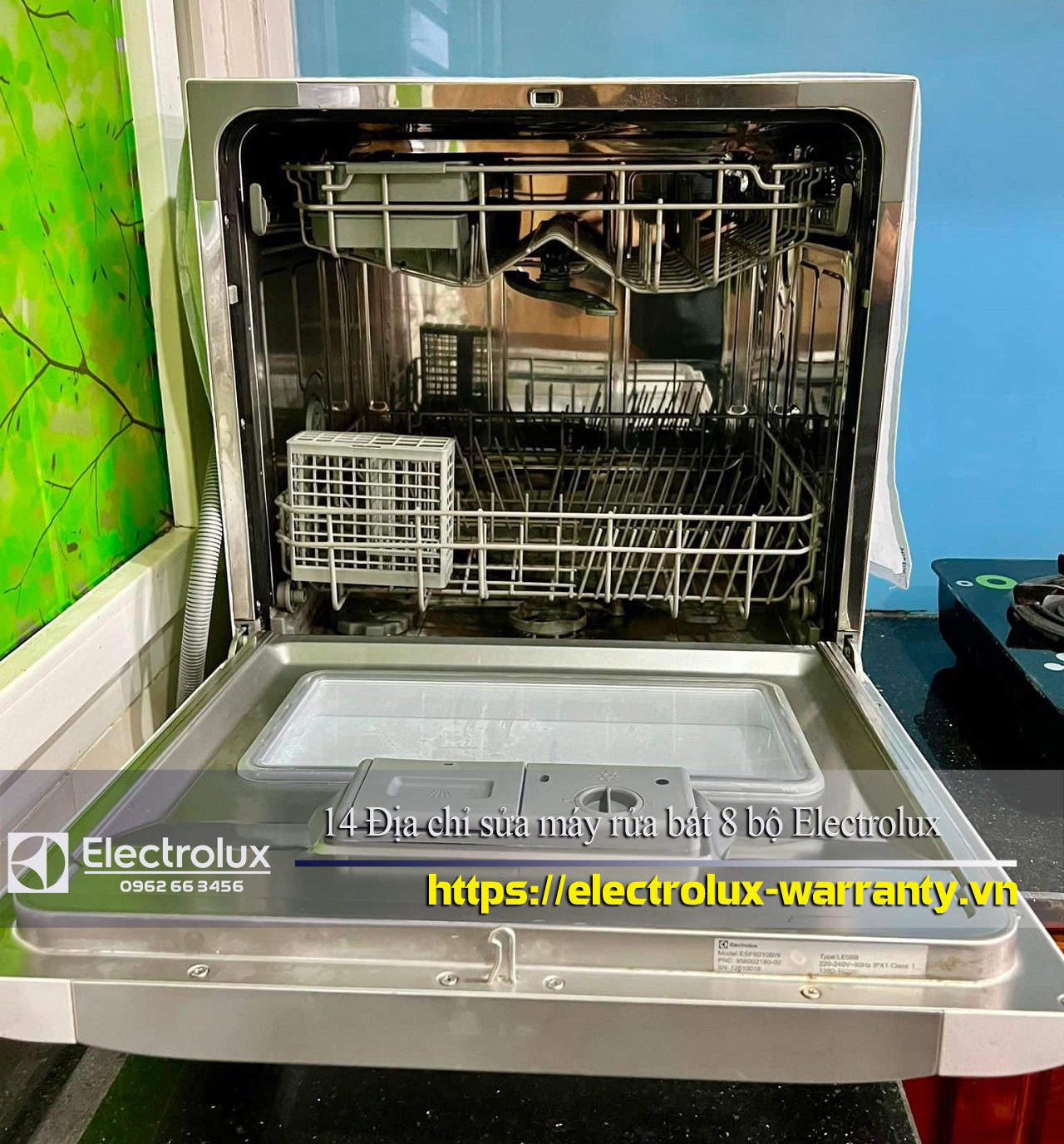Cleaning dishwasher interior with Electrolux warranty service, modern dishwasher for optimal dishwashing performance.