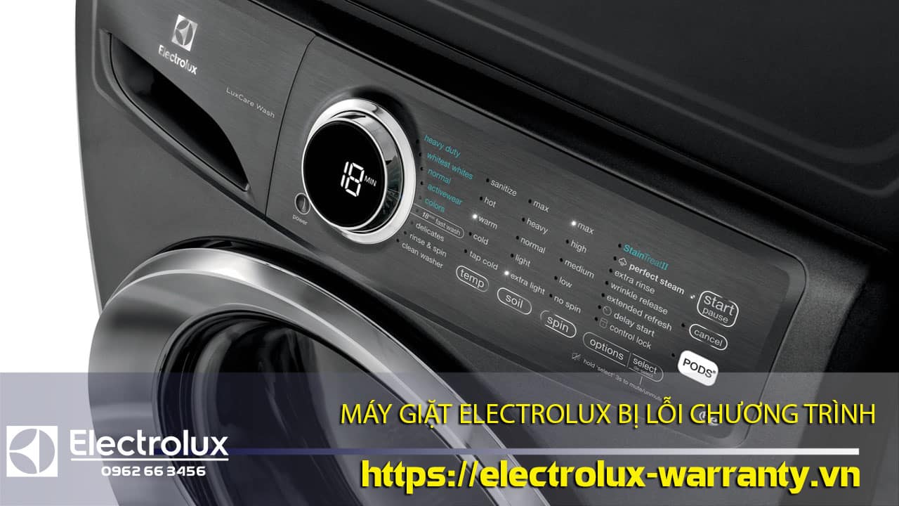 Efficient Electrolux washing machine control panel with troubleshooting, warranty, and customer support information.