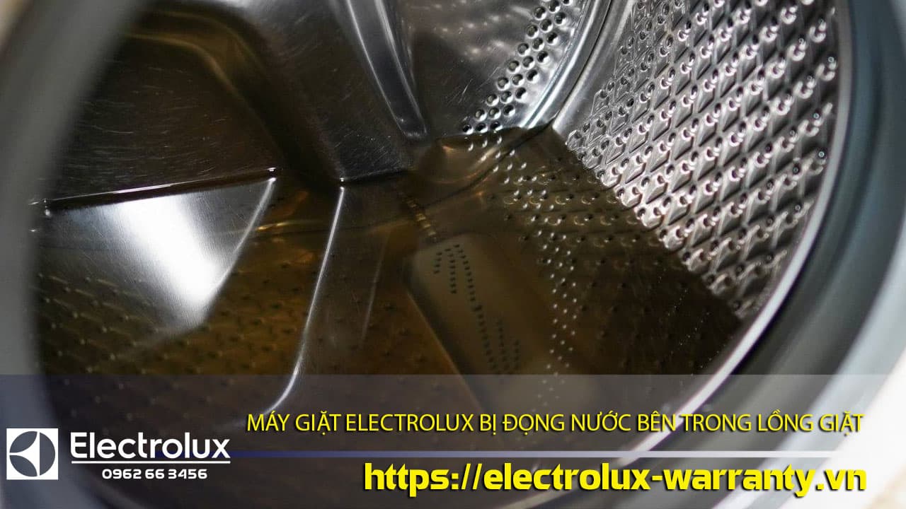 Clothes washing machine drum with water leakage issue, close-up view of Electrolux washing machine interior, troubleshooting and warranty service for water leakage problems.